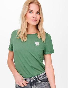 Camiseta Only Kita verde corazon