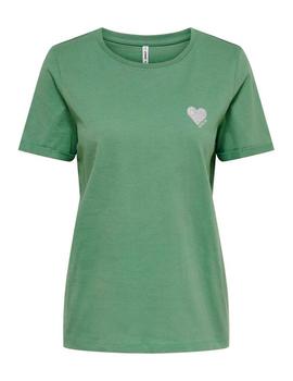 Camiseta Only Kita verde corazon