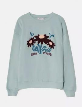 Sudadera Compañia  Flores verde