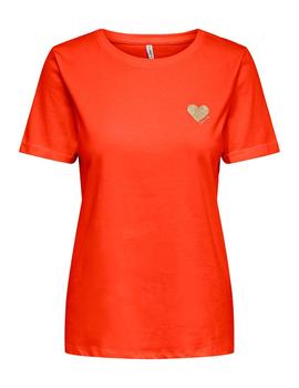 Camiseta Only Kita Corazon Coral