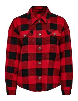 Camisa Only Marsala Cuadros roja