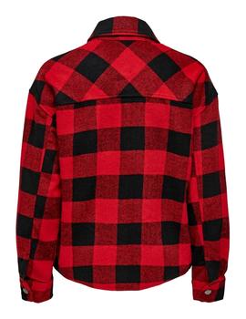 Camisa Only Marsala Cuadros roja