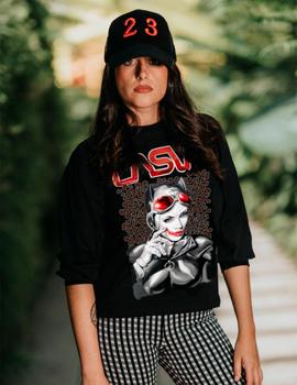 Camiseta La Sal Mujer Lips negra