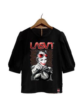 Camiseta La Sal Mujer Lips negra