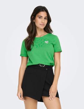 Camiseta Only Kita verde manzana Corazon