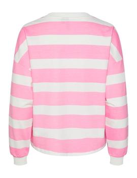 Sudadera Pieces Sandy Rayas rosa