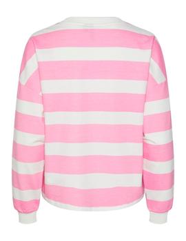 Sudadera Pieces Sandy Rayas rosa