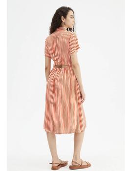 Vestido Compañia Rayas Midi rojo