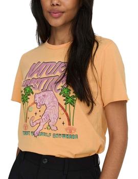 Camiseta Only Lucy Tigre naranja