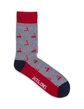 Calcetines Jack-Jones Ading rallas rojo