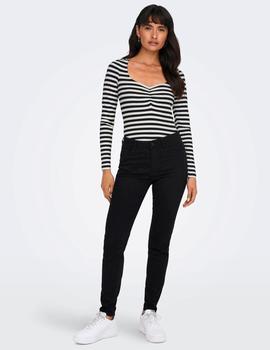 Camiseta Only Fifi Rayas negra