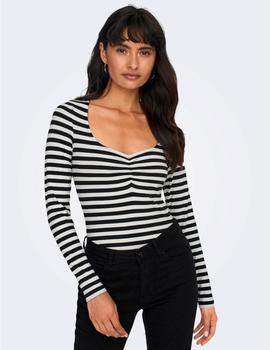 Camiseta Only Fifi Rayas negra