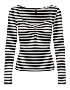 Camiseta Only Fifi Rayas negra