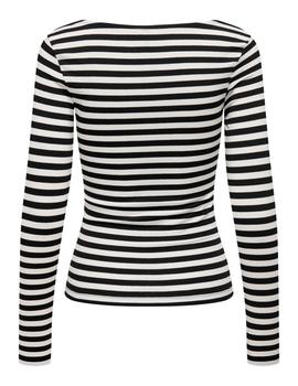 Camiseta Only Fifi Rayas negra