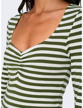 Camiseta Only Fifi Rayas verde