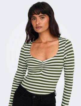 Camiseta Only Fifi Rayas verde