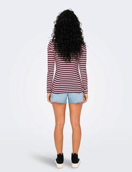 Camiseta Only Fifi Rayas granate