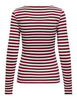 Camiseta Only Fifi Rayas granate