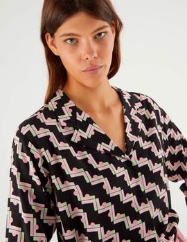 Camisa Compañia Figuras negro/rosa