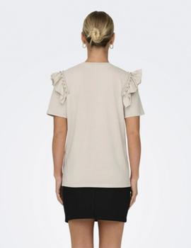 Camiseta Only Rebelle crema