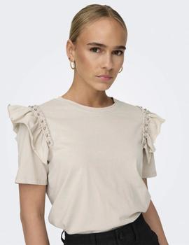 Camiseta Only Rebelle crema