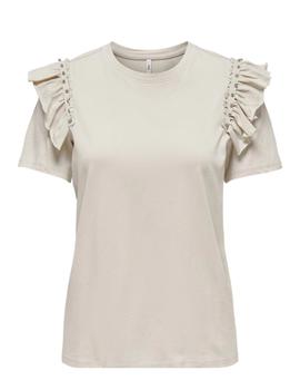 Camiseta Only Rebelle crema