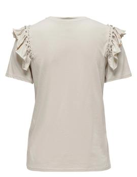 Camiseta Only Rebelle crema