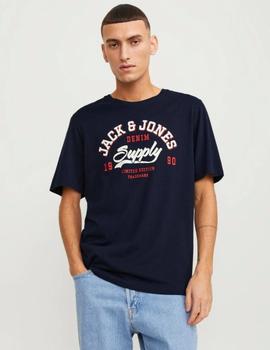 Camiseta Jack&Jones Logo ss24 marina/blanco