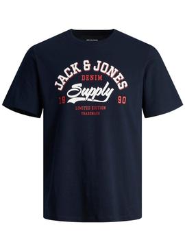 Camiseta Jack&Jones Logo ss24 marina/blanco