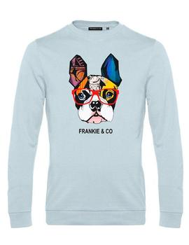 Sudadera Frankie Bulldog celeste