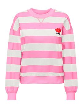 Sudadera Only Serena Rayas rosa