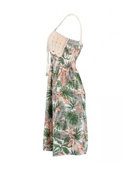 Vestido Hailys Flores Crochet verde