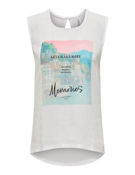 Camiseta Only Flora blanca/rosa