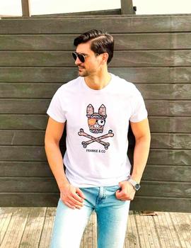 Camiseta Frankie Bulldog Etnico Coral blanca