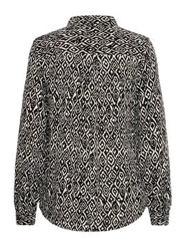 Camisa Ichi Rombos negra/beige