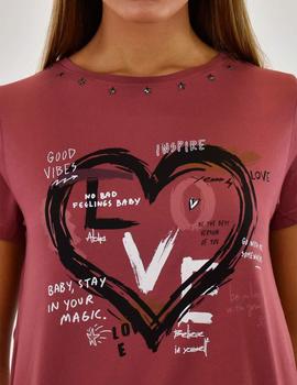 Camiseta Pura Vida Love granate