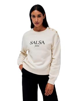 Sudadera Salsa Chica Boton beige