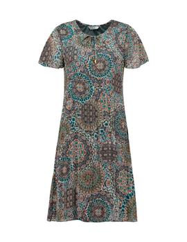 Vestido Zabaione Flores Lurex verde