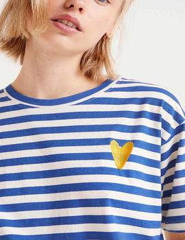 Camiseta Compañia Rayas Corazon azul