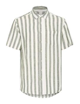 Camisa Blend M/C Rayas verde