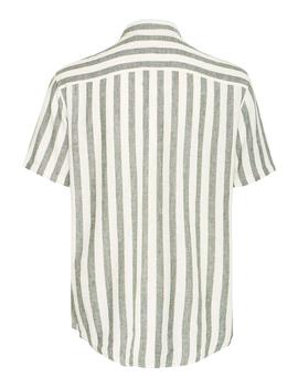 Camisa Blend M/C Rayas verde