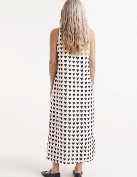 Vestido Compañia Largo Corazones beige