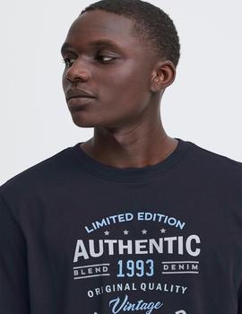 Camiseta Blend Letras marina