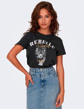 Camiseta Only Lucy Rebelle gris