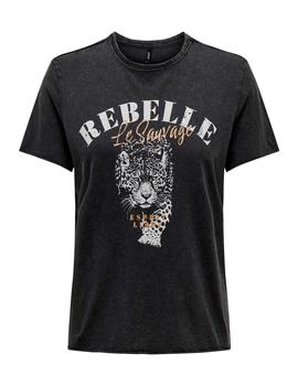Camiseta Only Lucy Rebelle gris