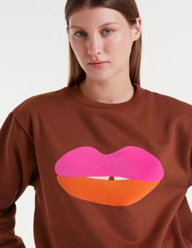 Sudadera Compañia Labios marron