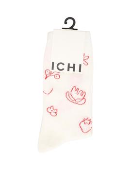 Calcetines Ichi Figuras blanco/rojo