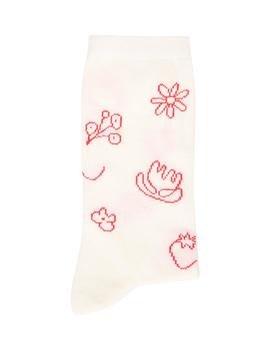 Calcetines Ichi Figuras blanco/rojo