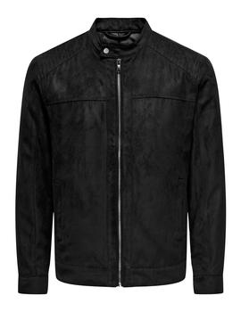 Cazadora Only&Sons Mike Fake suede negra