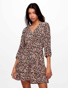 Vestido Only Fuchsia flores rosa